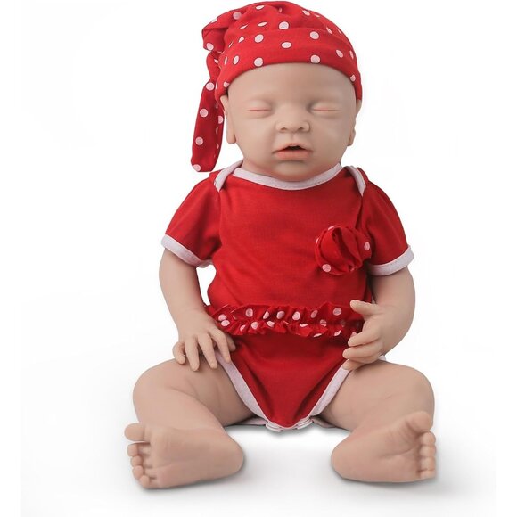 🆕16inch Full Body Silicone Baby Doll Girl Stress-Relief Toy Closed Eye Baby - Picture 1 of 6